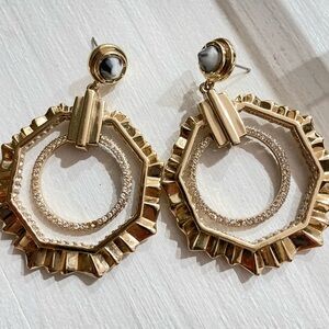 Carolee circle gold tone earrings